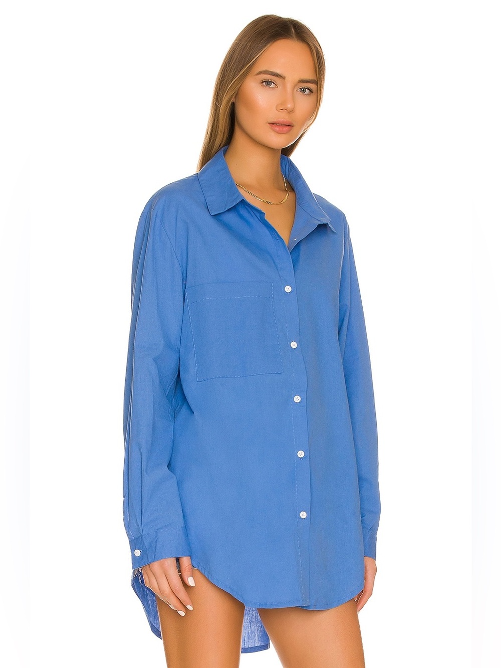 SNDYS Revolve Bello Button Up in Blue Size 6